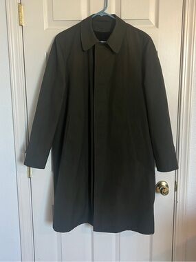 Vintage Mac Raincoat Dacron Wash N Wear Minimalist Olive Coat Mens Large